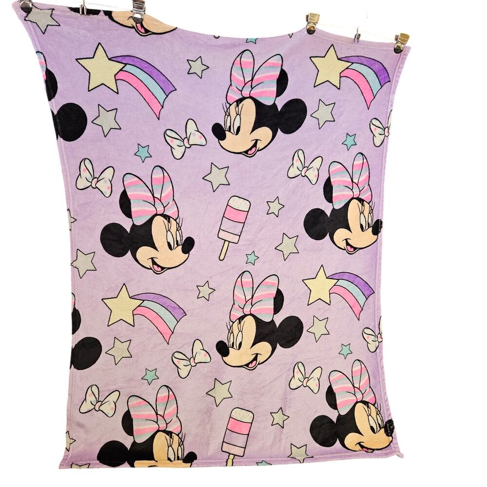 Disney Mini Mouse Fleece Throw Blanket 37x48 Lavender Kids‎